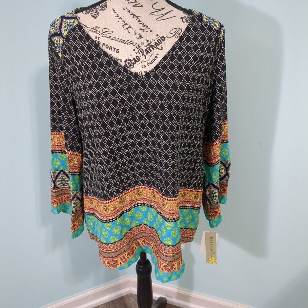 Figueroa & Flowers Small Floral Sleeve Blouse Top new with tags boho